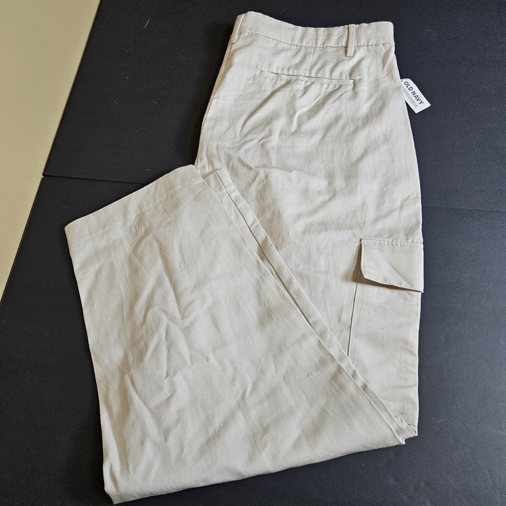 NWT Old Navy Taylor Straight Trouser XL Extra‎ High Rise Khaki Cargo Pants